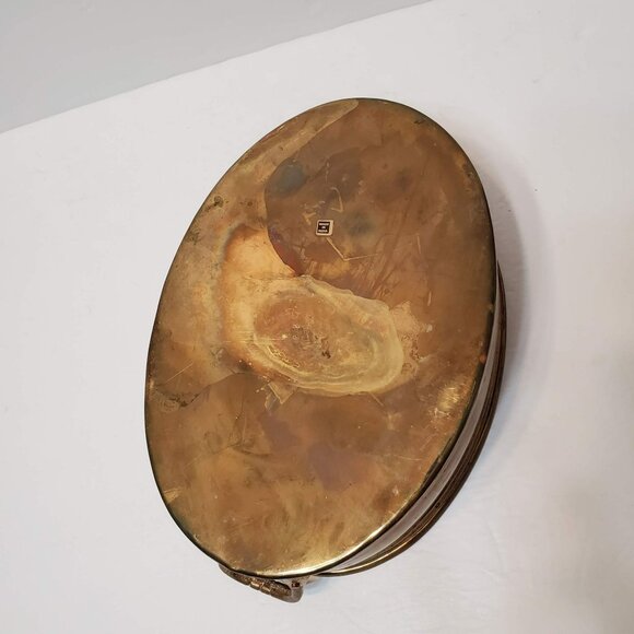 Vintage Oval Brass Planter with Dual Handles, Made in India, Gold Metal Pot - Picture 6 of 7